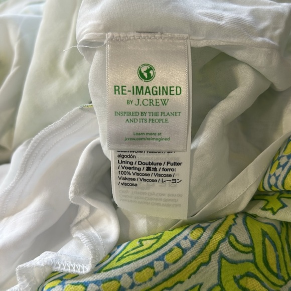 J Crew x SZ Blockprints Square Neck Puff Sleeve Mini Dress Green Sz M NEW BQ857 - Picture 13 of 16